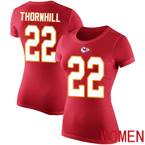 Women Football Kansas City Chiefs #22 Thornhill Juan Red Rush Pride Name and Number T-Shirt